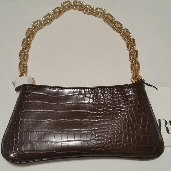 Zara Bags Zara Chain Strap Animal Embossed Shoulder Bag Brown